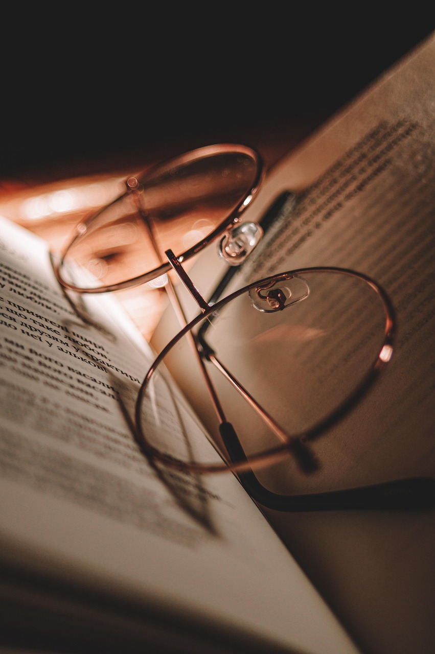 eyeglasses, reading, book, glasses, open book, still life